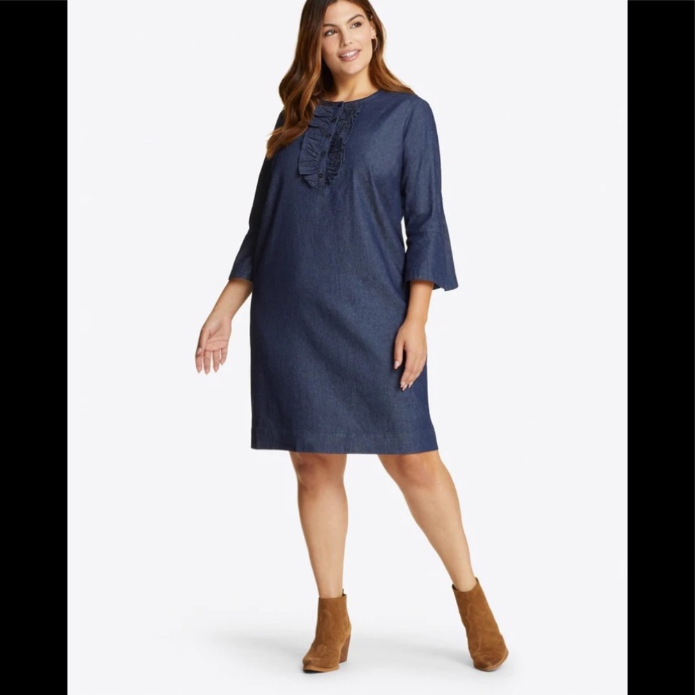 Draper James Chambray Ruffle Shift Dress. - image 2
